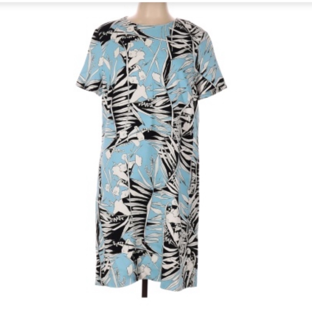 Escada blue patterned short sleeved shift dress 10